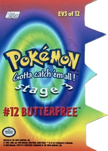 Die Cut EV3 of 12 butterfree Topps Pokémon series 2 US back