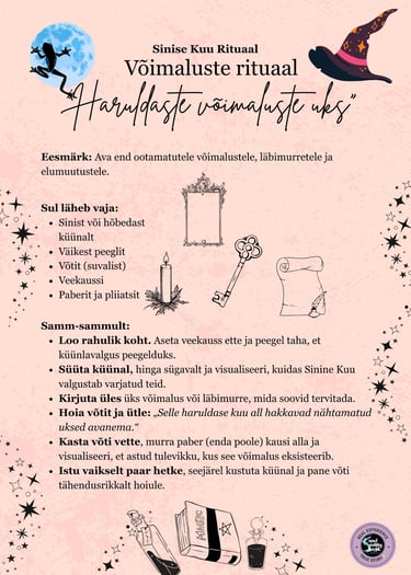 Sinise Kuu Võimaluste Rituaal Soul Sisters Tarot