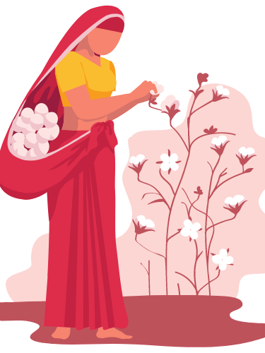 Woman plucking flowers
