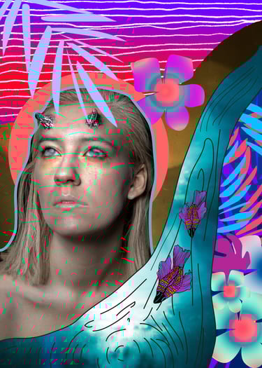 a woman with a butterfly tattoo on her face