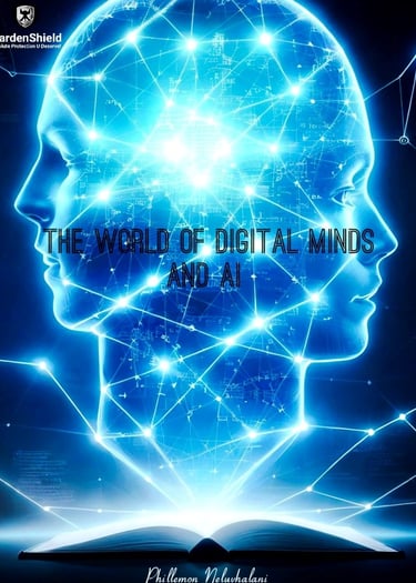 a person's head and shoulders with a book cover of the world of digital