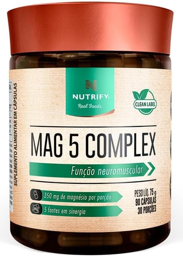 Mag 5 Complex Nutrify puro: equilíbrio nervoso e vitalidade. Seleção Vida Performance.
