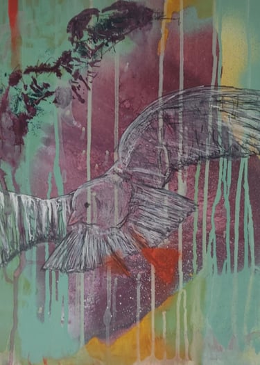 a bird that is flying through the air