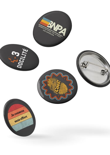 set of propaganda pins