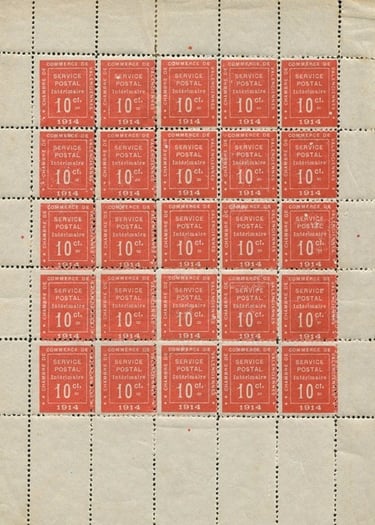 Briefmarke der Handelskammer von Valenciennes, Bogen mit 25 Briefmarken