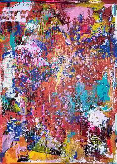 Acrylic painting Acrylbild Acryl Bild Gemälde abstrakt  rot pink türkis