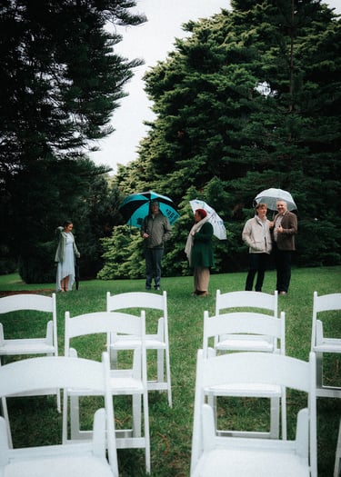 Bride and groom during their outdoor wedding ceremony at Adelaide Botanic Garden