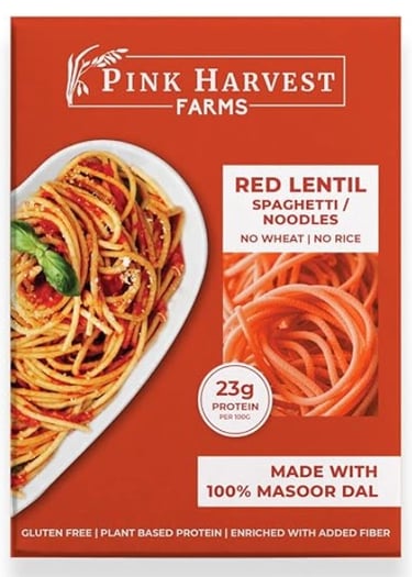 pink harvest red lentil spaghetti