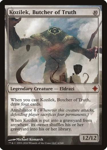 Kozilek, Butcher of Truth Magic: The Gathering card featuring an Eldrazi creature with tentacles.