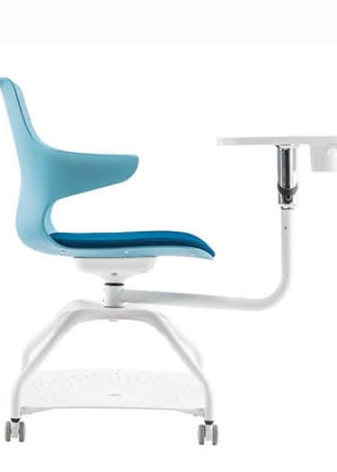 Sensit Dora25 multifunction chair with turquoise backrest, blue seat, and white mobile base – ideal 