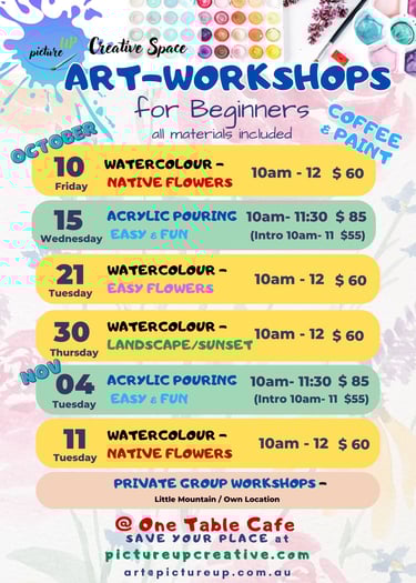 pictureup art workshops Sunshine Coast program October November