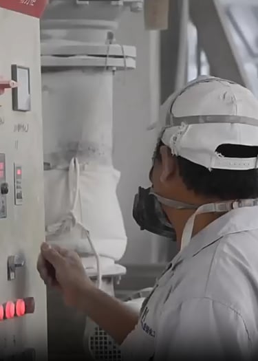 một người đàn ông mặc đồng phục màu trắng đang đeo mặt nạ và mặt nạ phòng độc