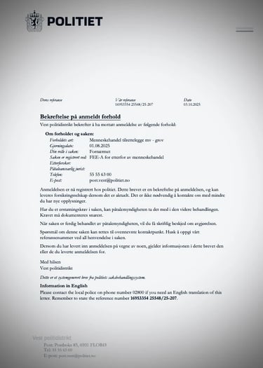 Zainab abdulkarim,Vest Police acknowledged the trafficking case