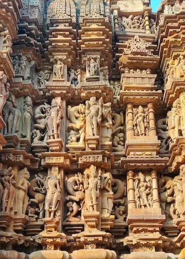 Outer view of Jagadambi Temple, part of the Western Group of Temples, Khajuraho.