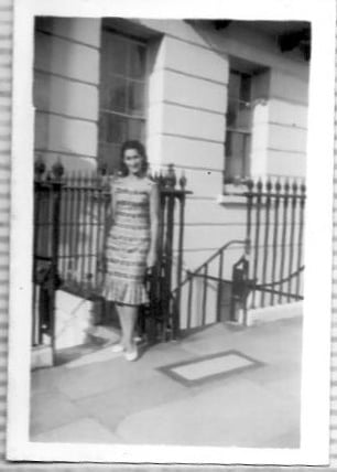 Mum outside our basement flat
