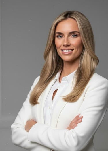 a woman in a white suit and white shirt