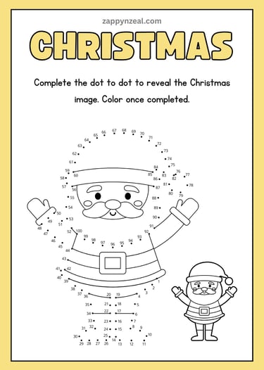 Dot to dot activity worksheets Christmas theme