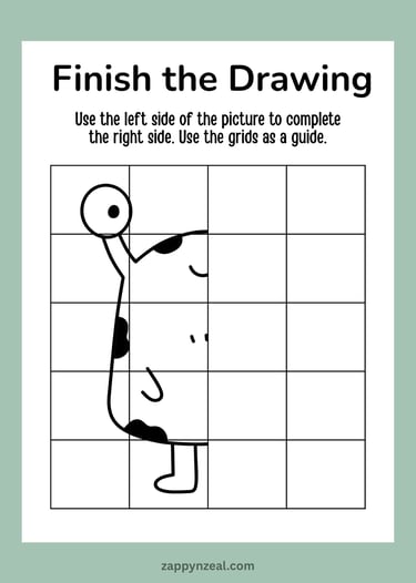 Complete the Picture worksheets printables monsters theme