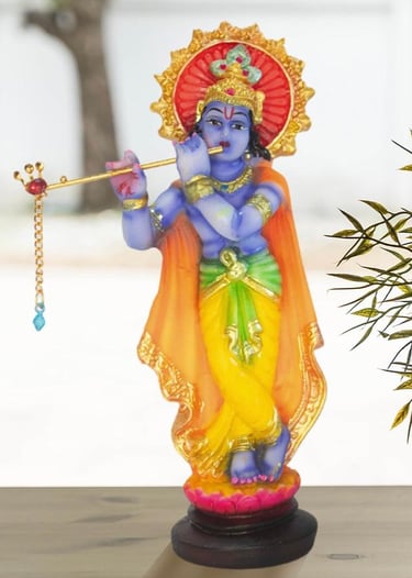 A handcrafted statue of Shri Krishna