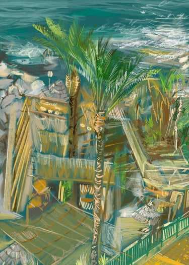 Calheta beach bar shack - digital postcard
