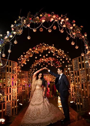a bride and groom in a wedding ceremony