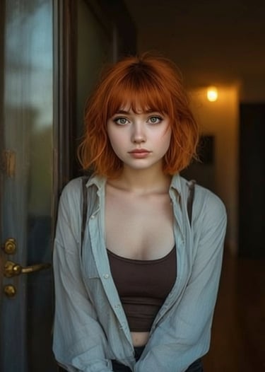 Claudie at the door, by Ophelio
