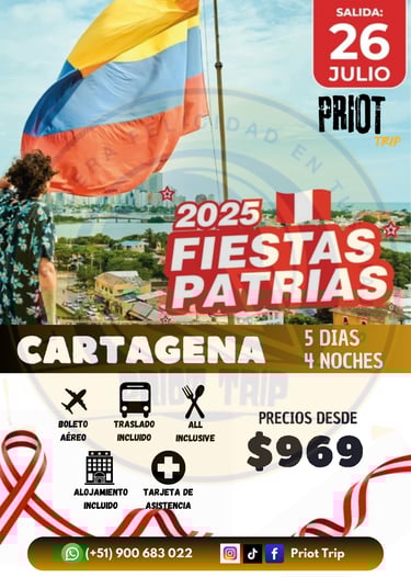 VIAJA A CARTAGENA DESDE LIMA EN FIESTAS PATRIAS  2025
