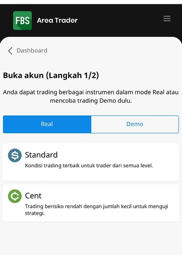 Cara buat akun trading forex akun standar dan cent