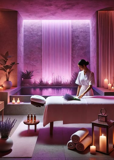 a woman is preparing a massage table