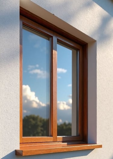 fenêtre bois, châssis imitation bois, double vitrage, menuiserie extérieure, façade claire