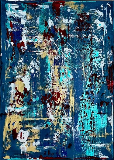 Acrylic painting Acrylbild Acryl Bild Gemälde abstrakt grün blau gold weiß