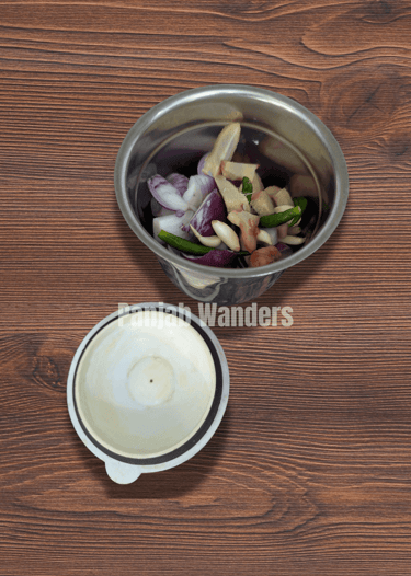 Pav Bhaji ingredients in mixer 