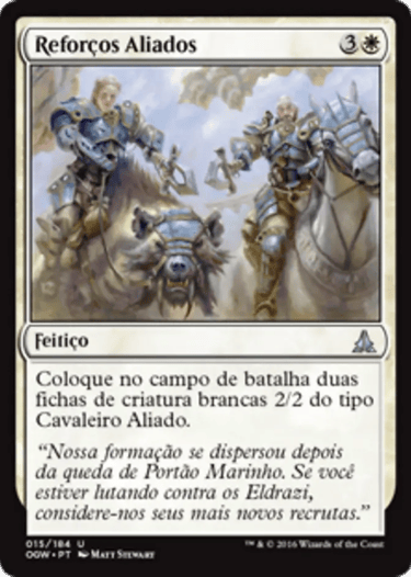 Magic: The Gathering Reforços Aliados card featuring two armored knights riding a bear and a horse.