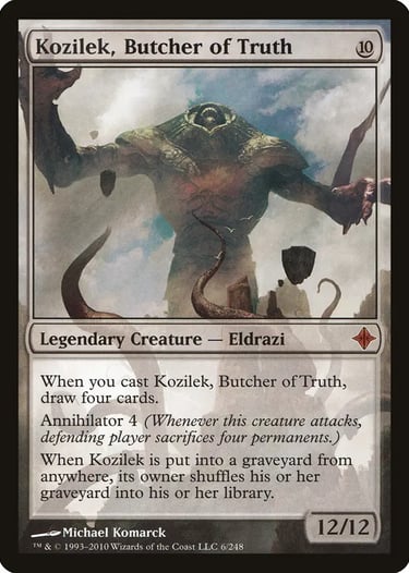 Kozilek, Butcher of Truth Magic: The Gathering card featuring an Eldrazi creature with tentacles.