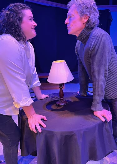 Image of Todd Long as Roland and Kerry Dimaggio as Marianne in Constellations at SLO REP