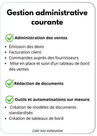 Gestion administrative, Administration des ventes ADV, Rédaction de documents, Outils sur mesure