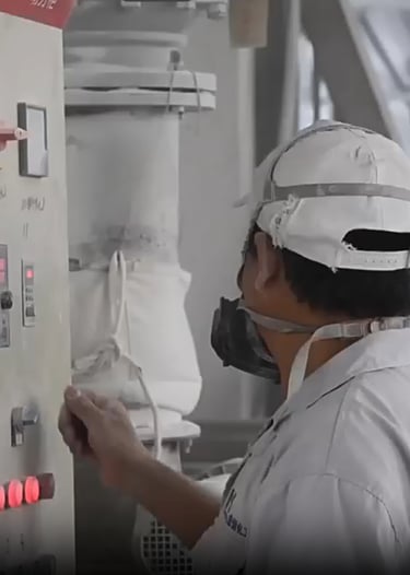một người đàn ông mặc đồng phục màu trắng đang đeo mặt nạ và mặt nạ phòng độc