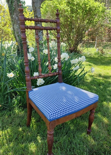 Chaise de nourrice réfection Kosy Atelier Tapissier tissu Froca Robin