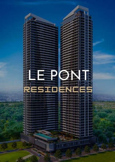 Luxury high-rise Le Pont Residences luxury towers featuring modern architectural design in a lush urban setting.