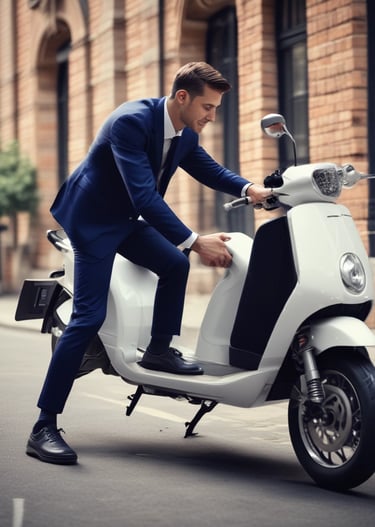 A brightly colored, shared electric bike branded with Lime and Uber logos is parked on a paved roadside. The bike has a red frame with green accents and a black chain guard. It features a front basket and is positioned on a bike stand next to a scooter. A concrete path with surrounding greenery is visible with some fallen brown leaves on the ground.