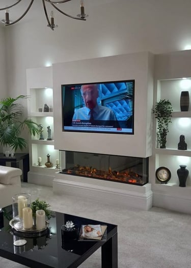 Media walll with TV & fireplace - MountMyTV