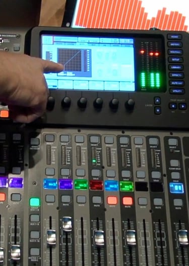 Digital console being operated in a church