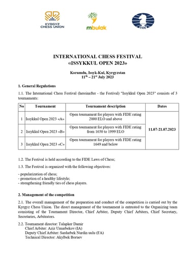 Issykkul Open 2023. Kyrgyzstan Chess. Chess Clicks 
