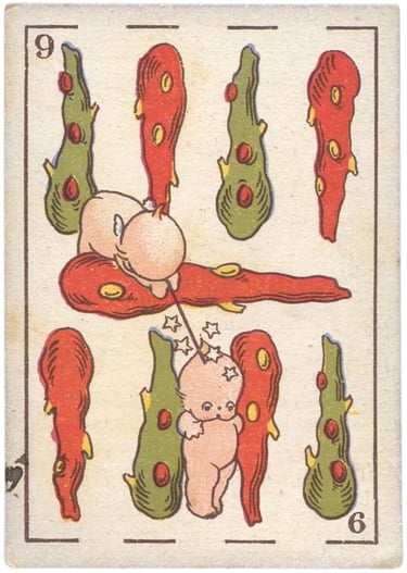 1920 Baraja Fantasia Sports Basket-Ball La Sud Americana Rare Spanish basketball card 9 of Clubs Un 