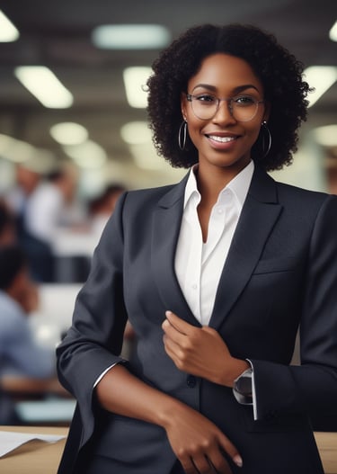 Friendly accountant explaining financial reports to a client in a bright, minimalist office.