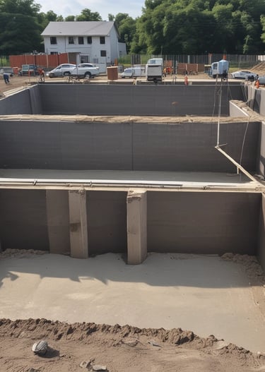 Close-up of hands smoothing waterproofing material on a concrete surface.