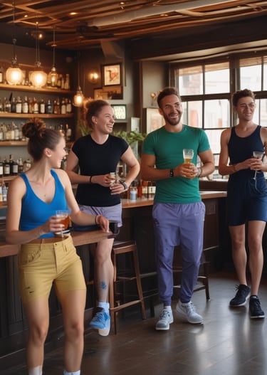Close-up of a runner's determined face, beads of sweat shining under bold race colors.