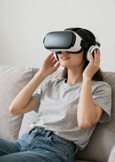 Close-up of a person peacefully meditating inside a high-tech wellness pod.