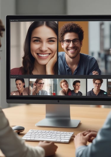 A laptop displaying a live session with vibrant charts and participant interactions.