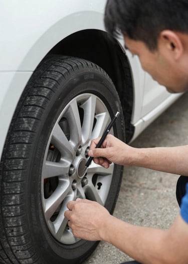 Close-up of hands on a steering wheel driving on a highway at sunset.